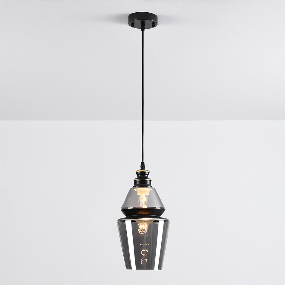 Hanglamp Sofie - smoke glas langwerpige art-deco bol