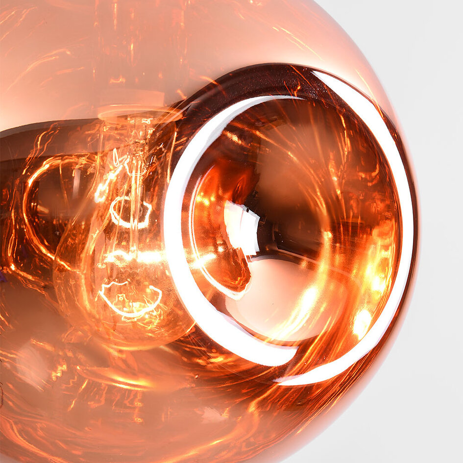 Lampe suspendue à 1 lumière Lewis avec verre ondulé - or rose