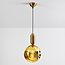 Lampe suspendue à 1 lumière Lewis avec verre ondulé - or