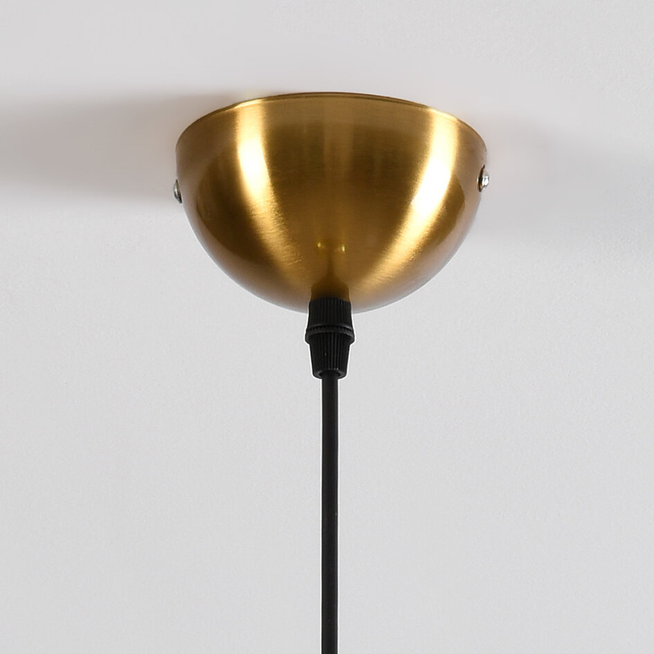 1-lichts hanglamp Lewis met golvend glas - goud