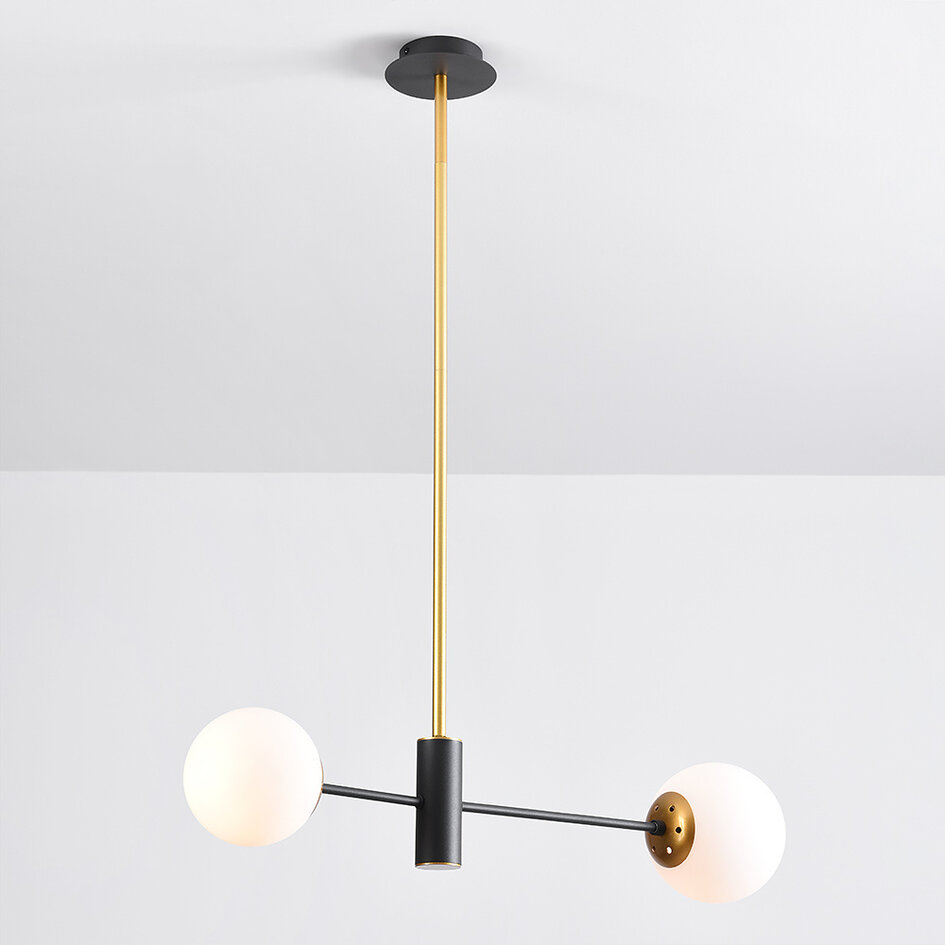 Lampe suspendue design Danley, 2-lumières - blanc laiteux
