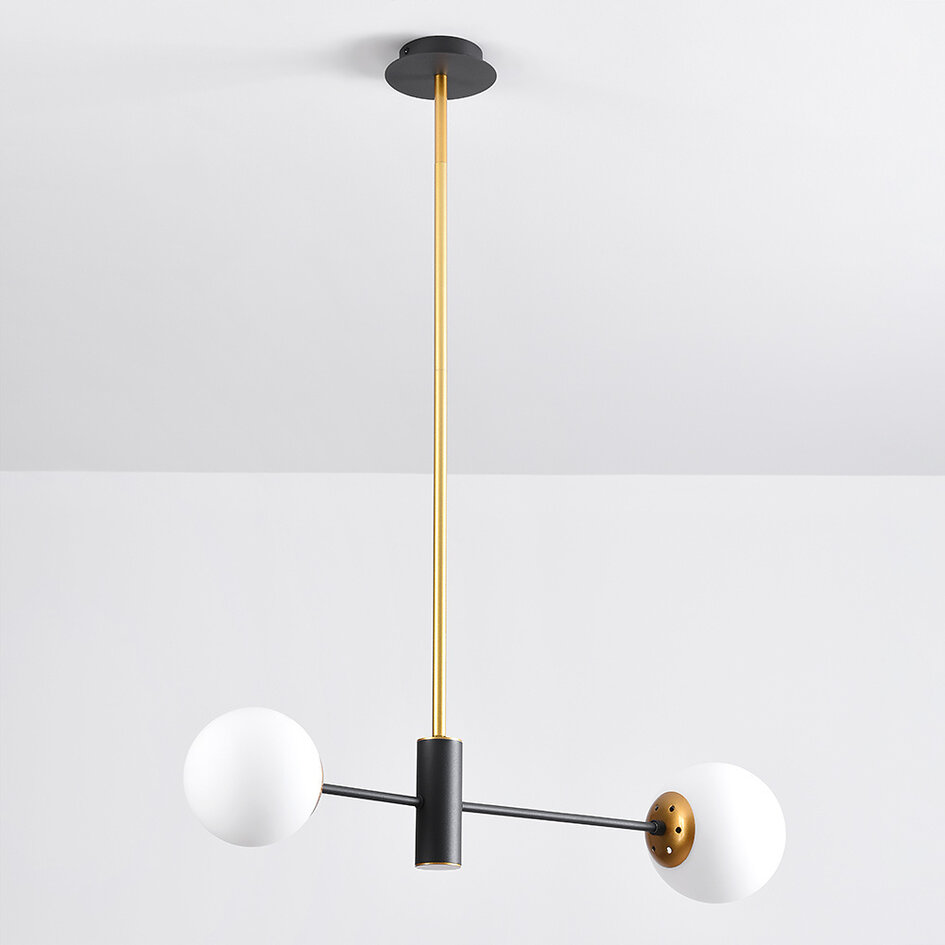 2-lichts hanglamp Danley - melkwit glas
