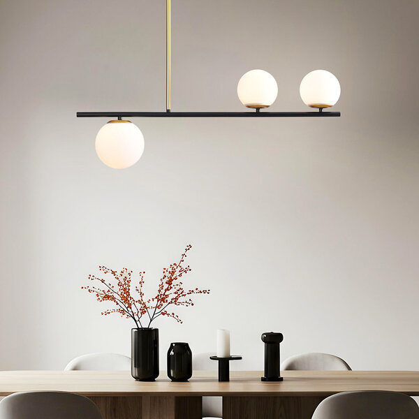 Lampe suspendue design Danny, 3 lumières - blanc laiteux