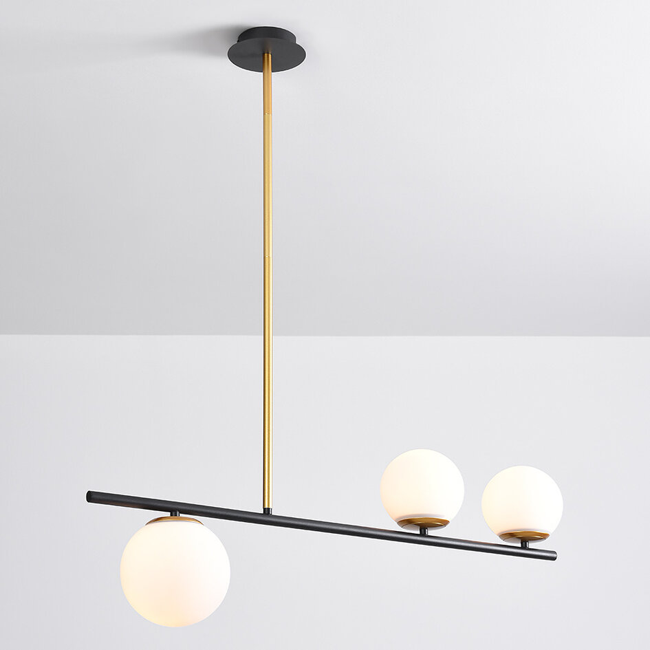 Lampe suspendue design Danny, 3 lumières - blanc laiteux