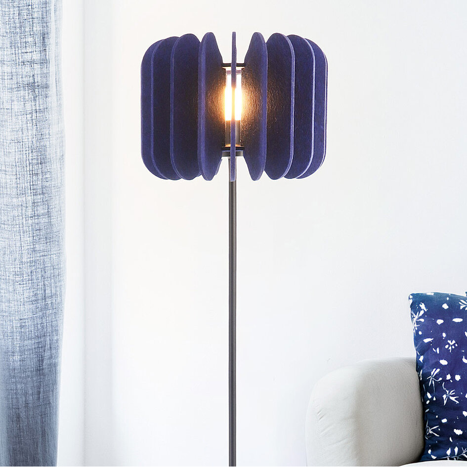 Lampadaire en feutre PET, bleu marine - Lenthe