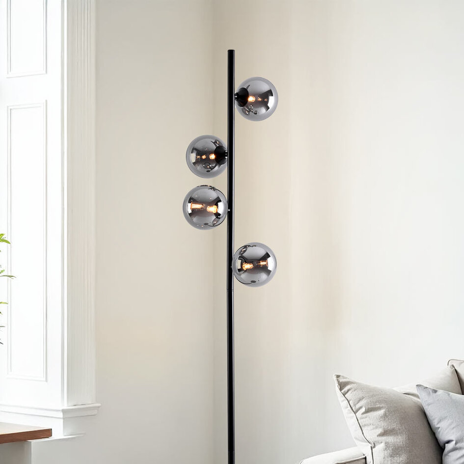 Lampadaire 4 lumières verre fumé - Pippa