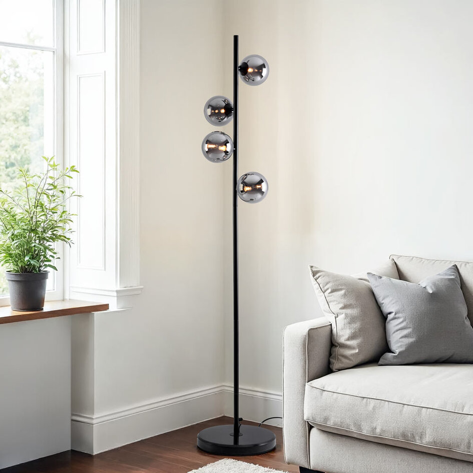 Lampadaire 4 lumières verre fumé - Pippa