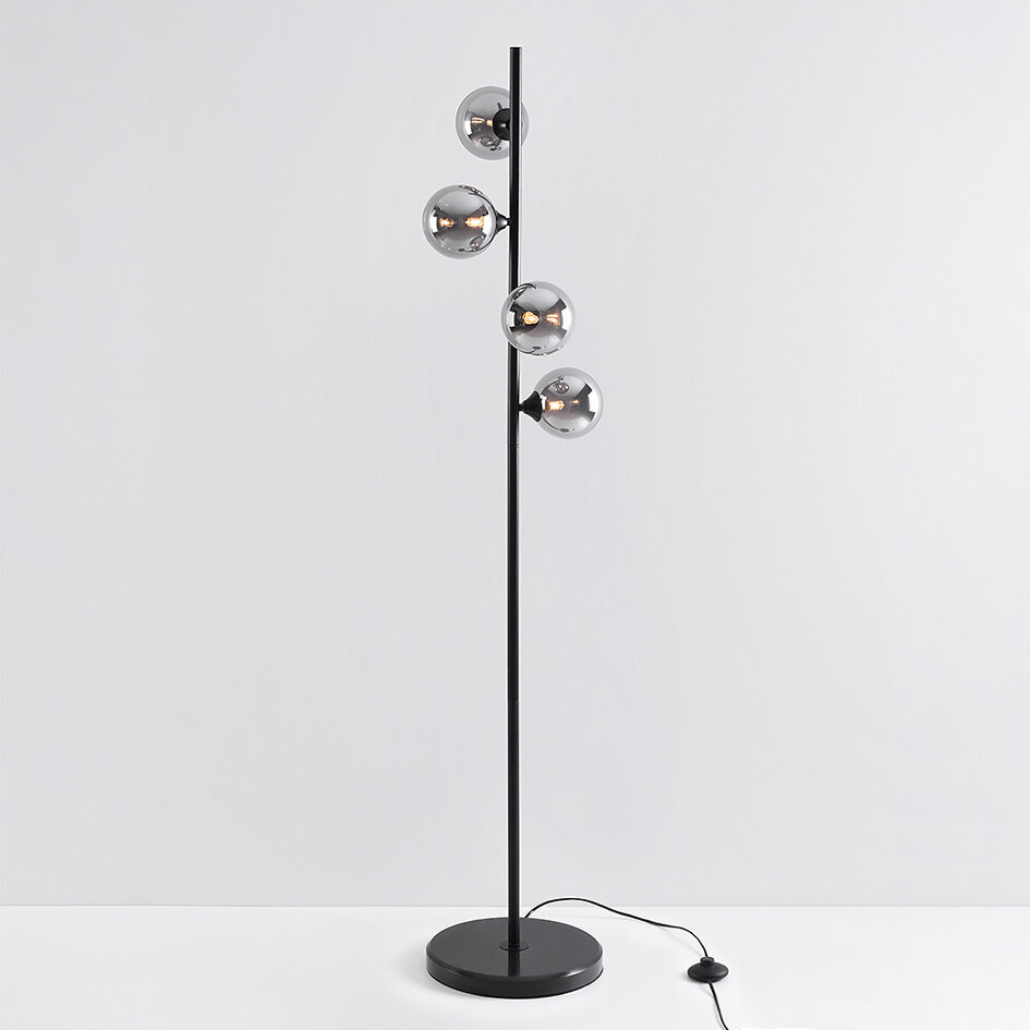 Lampadaire 4 lumières verre fumé - Pippa