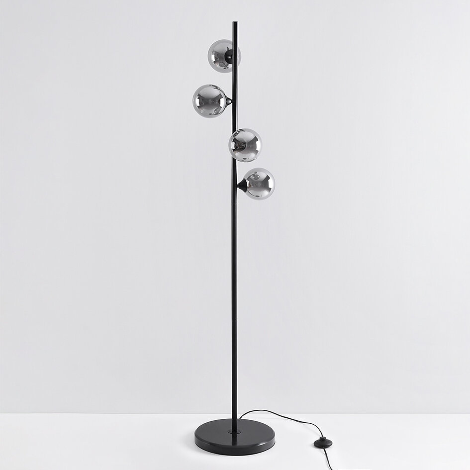 Lampadaire 4 lumières verre fumé - Pippa