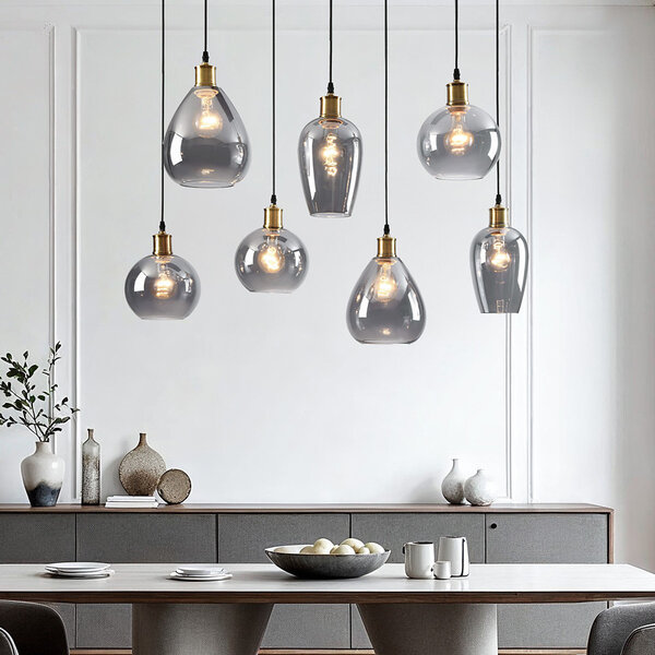 Lampe suspendue à 7 lumières avec verre fumé - Vivienne
