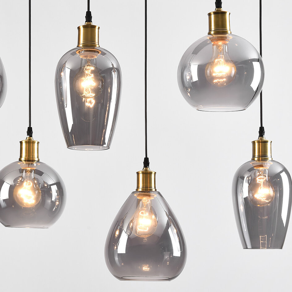 Hanglamp 7-lichts met smoke glas - Vivienne