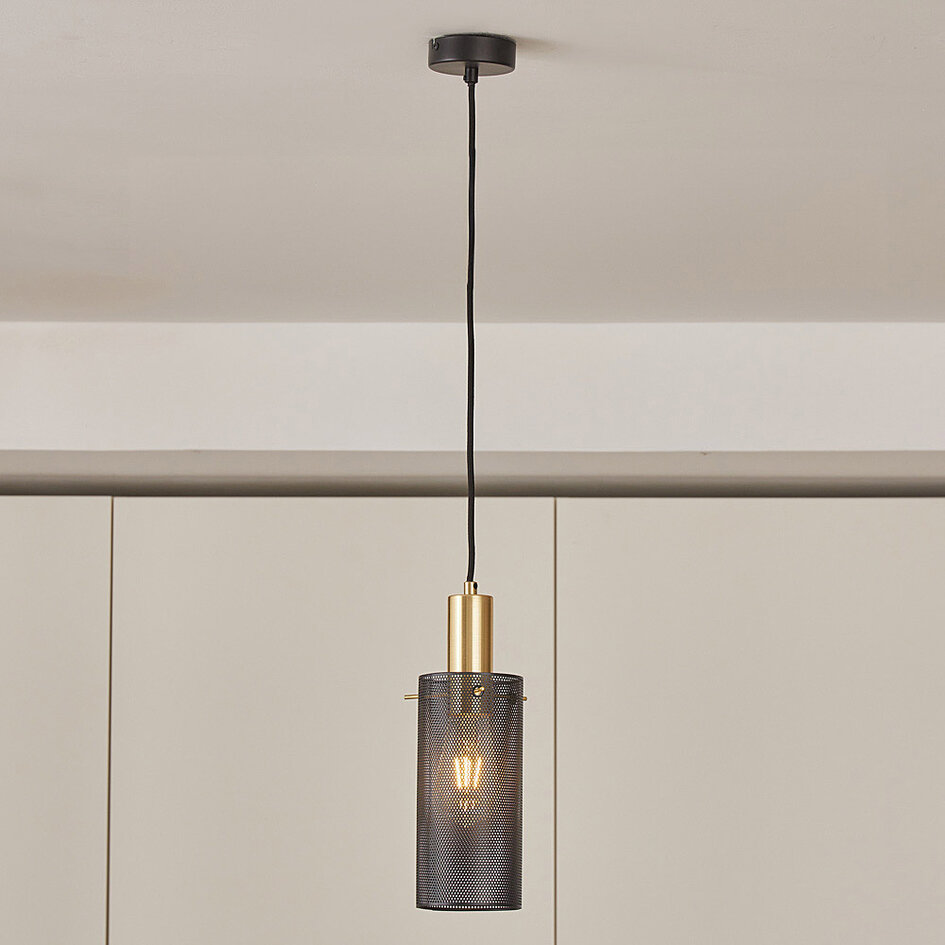 Lampe suspendue avec détails dorés noir - Valce