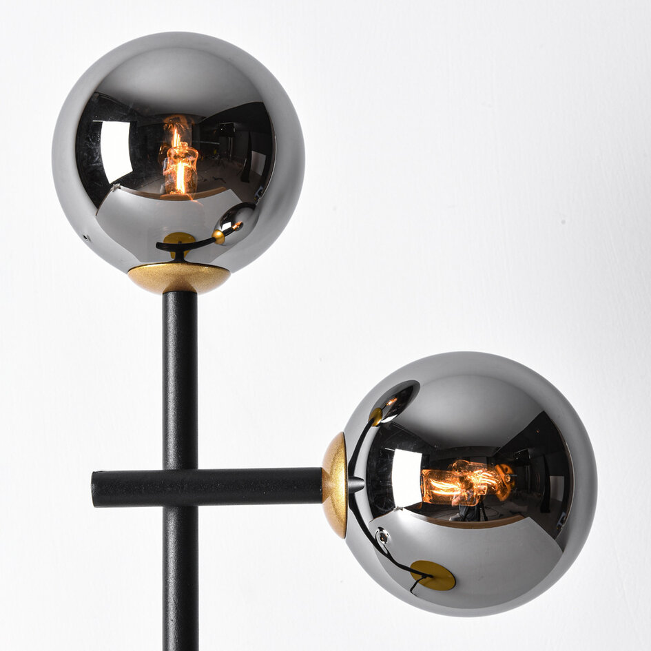 Tafellamp Chase, 2-lichts - smoke glas met spiegeleffect