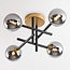 Plafondlamp Caleb, 4-lichts - Smoke glas met spiegeleffect