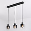3-lichts hanglamp Lyra - smoke glas met verloop en zwart