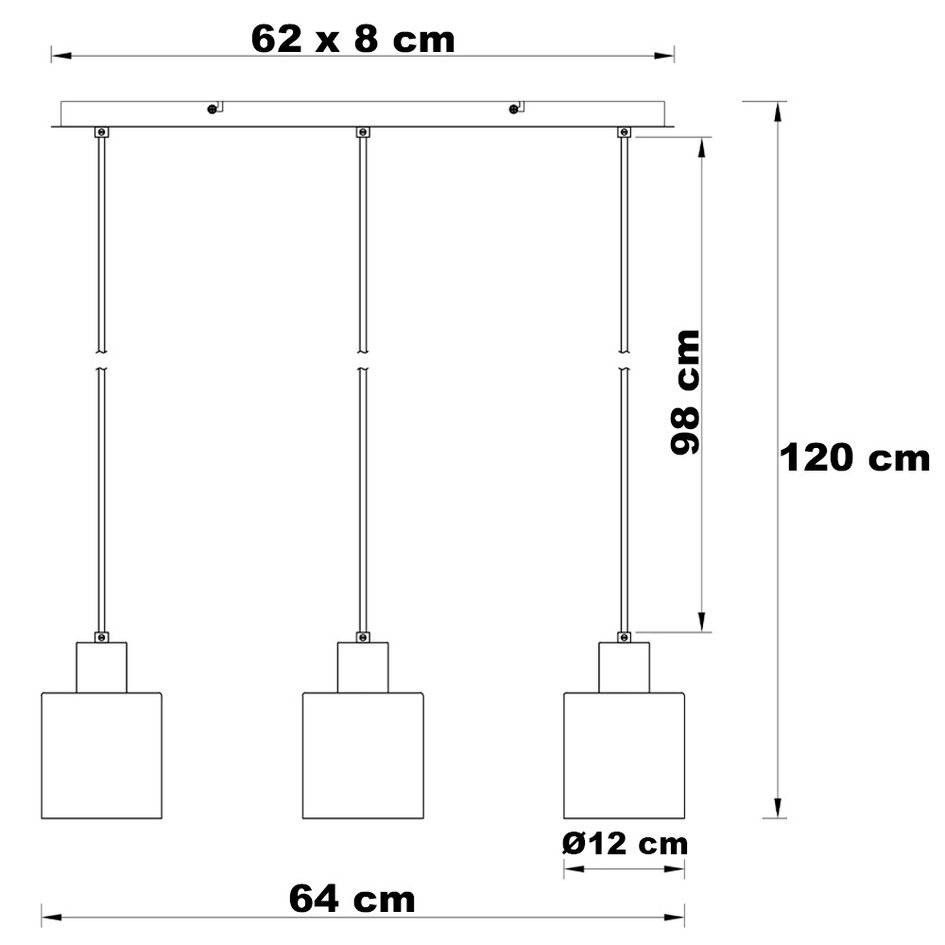 Suspension en verre fumé Lyra avec dégradé, 3 lumières