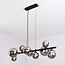 9-lichts hanglamp Ennea - smoke glas met spiegeleffect en zwart