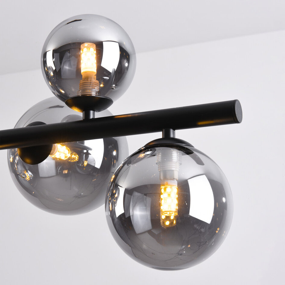 Lampe suspendue design Ennea en verre fumé avec effet miroir, 9 lumières