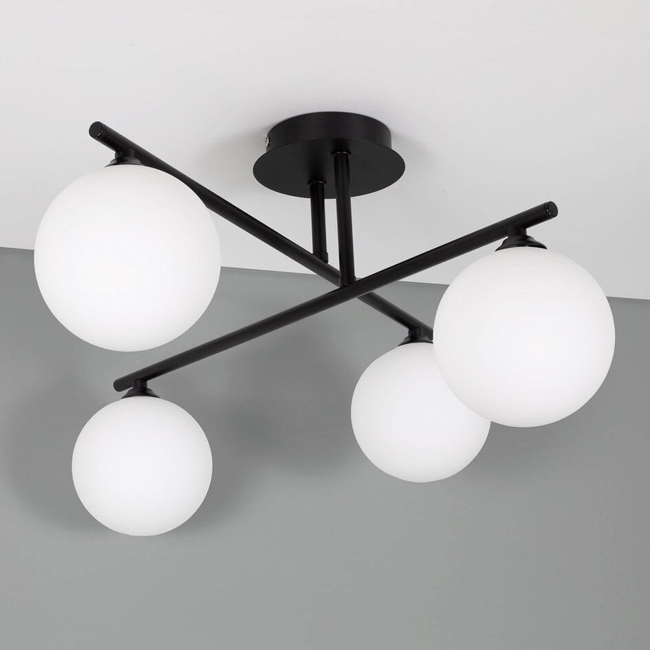 Plafonnier Nymo 4 lumières en verre opalin - noir