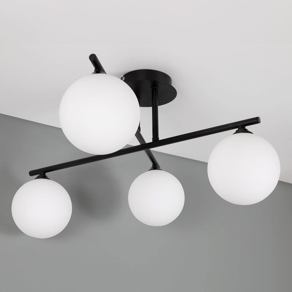 Plafonnier Nymo 4 lumières en verre opalin - noir