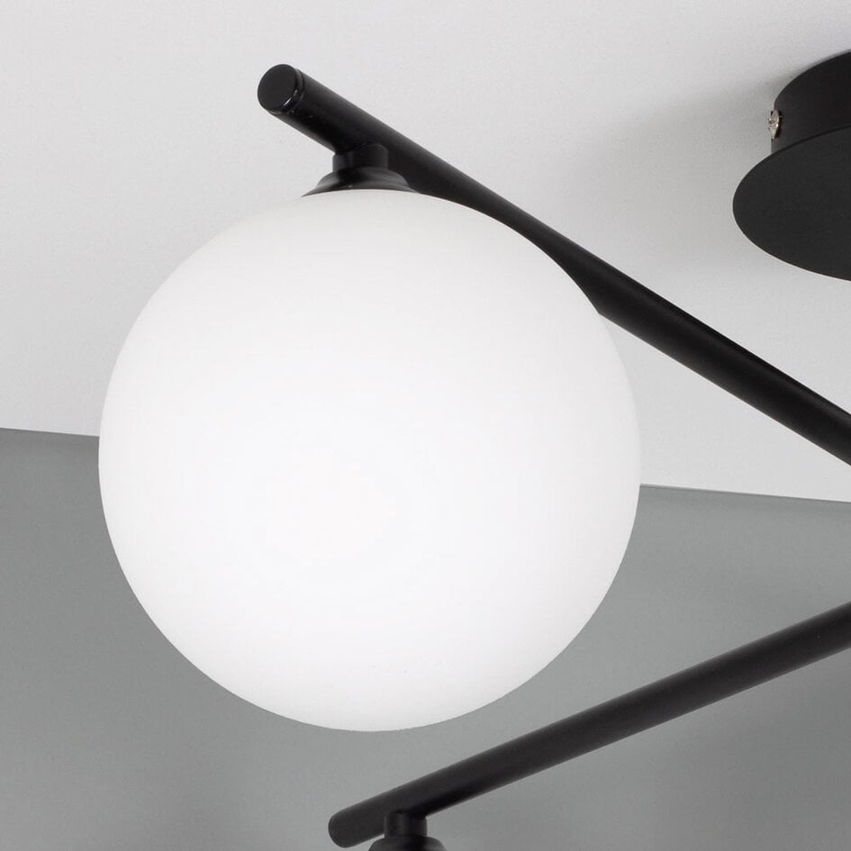Plafonnier Nymo 4 lumières en verre opalin - noir