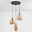 Lampe suspendue design verre brun aspect lisse 3-lumières - Verona