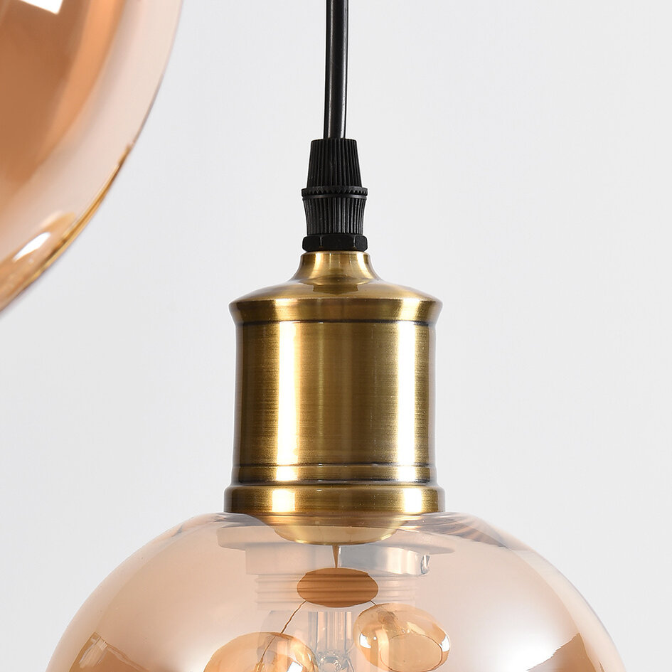 Lampe suspendue design verre brun aspect lisse 3-lumières - Verona