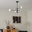 Plafonnier design noir en verre blanc laiteux, 6 lumières - Sest