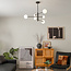 Design plafondlamp zwart met melkwit glas, 6-lichts - Sest