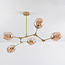 5-lichts hanglamp Thelma - amber glas en goud