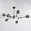 Suspension design 7 lumières en noir avec verre fumé - Phaedra