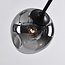 Suspension design 7 lumières en noir avec verre fumé - Phaedra