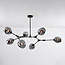 Suspension design 7 lumières en noir avec verre fumé - Phaedra