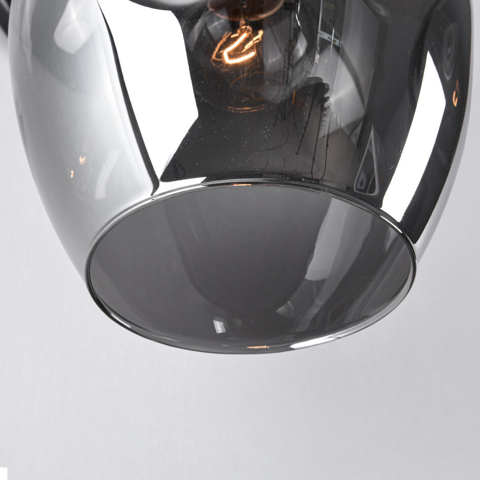 Wandlamp zwart met rookglas - Leandra