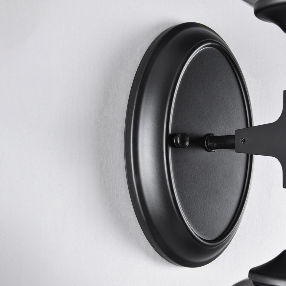 Wandlamp zwart met rookglas - Leandra