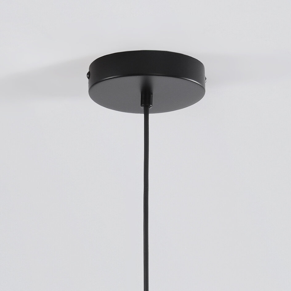 Lampe suspendue design cadre noir et globes en verre ambré - Hepta