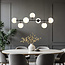 7-lichts hanglamp Hepta - melkwit glas en zwart