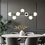 Suspension Hepta 7 lumières en verre opalin - noir