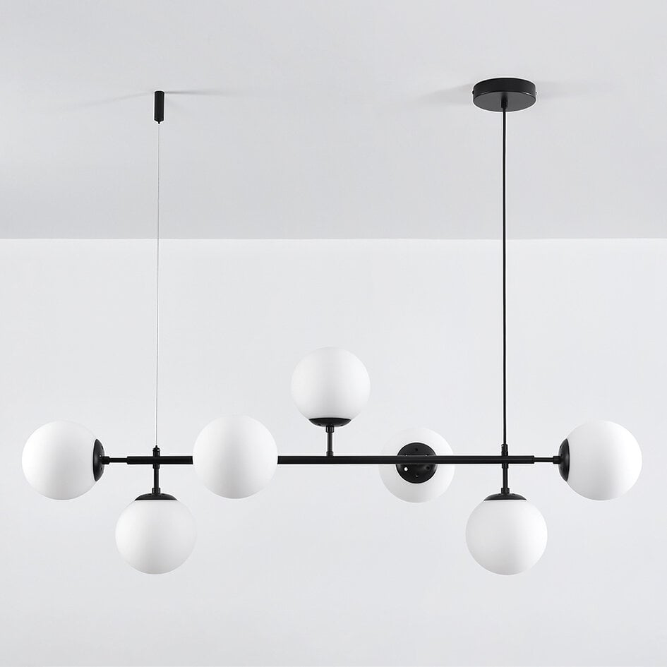 Suspension Hepta 7 lumières en verre opalin - noir