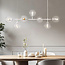 Design hanglamp wit frame en melkwit of transparant glas  - Hepta
