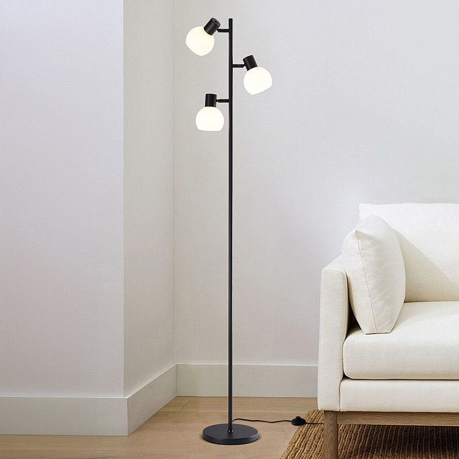 Vloerlamp Pieta met melkwit glas - draaibaar