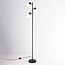 Lampadaire 3 lumières Pieta noir en verre blanc laiteux - orientable