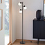 Lampadaire 3 lumières Pieta noir en verre blanc laiteux - orientable