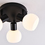 Plafonnier noir Peri avec 3 spots en verre blanc laiteux orientables