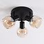 Draaibare plafondlamp met amber glas, 3-lichts - Peri