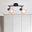 Plafonnier noir Phiene avec 2 spots en verre ambré orientables