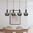 4-lichts hanglamp Ilvy in appelvormig rookglas - zwart