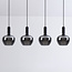 4-lichts hanglamp Ilvy - smoke glas in appelvorm, zwart langwerpig