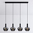 4-lichts hanglamp Ilvy - smoke glas in appelvorm, zwart langwerpig