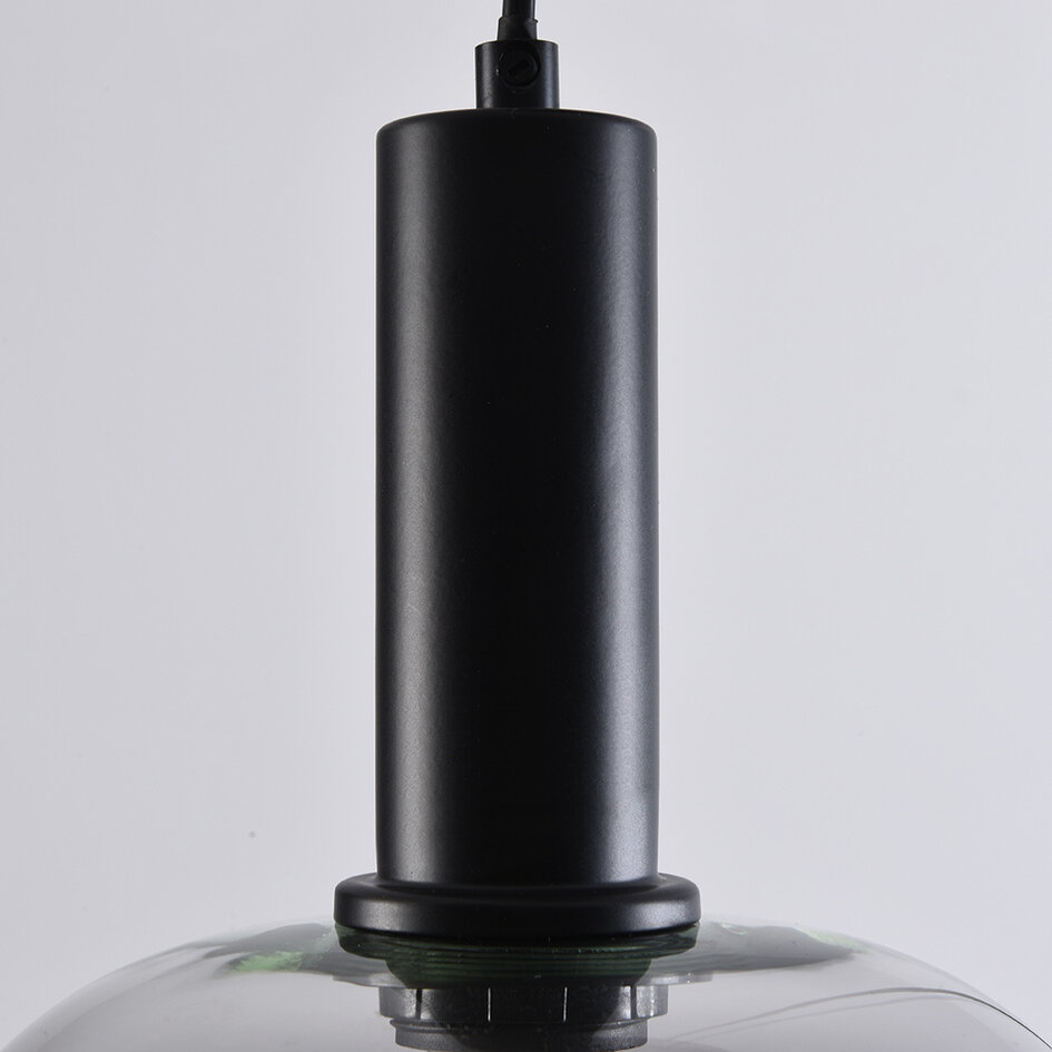 Moderne hanglamp Ismay met smoke glas, 3-lichts - zwart